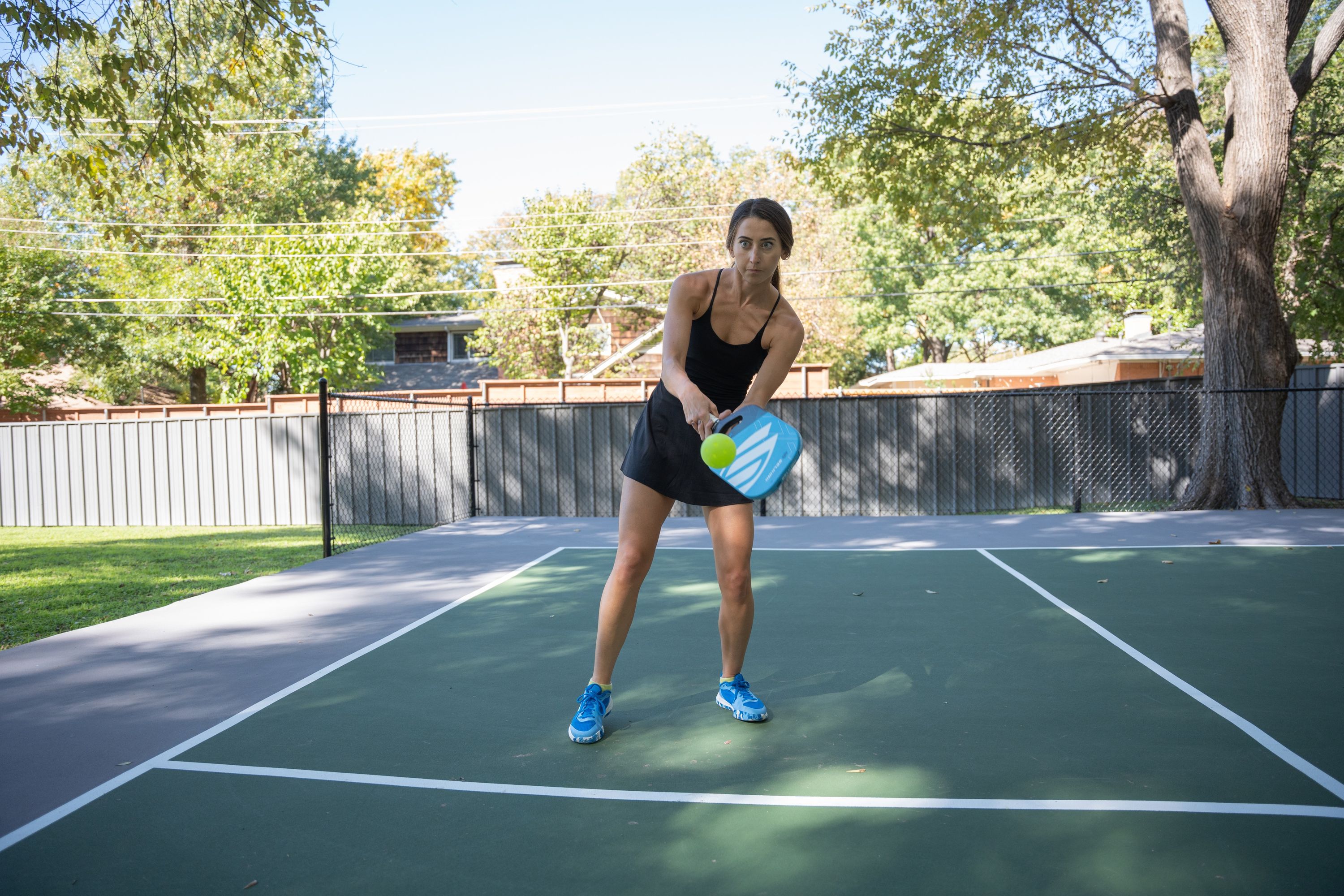 Skinny singles in pickleball, or mini-singles, is a form of singles pickleball where you do not use the entire pickleball court.